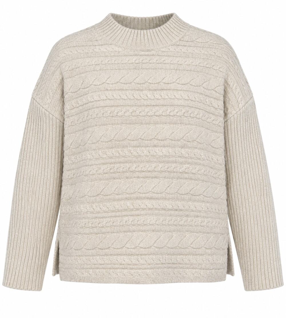 Soft Surroundings Wool Blend Cable Knit Sweater XL Cozy Coastal Preppy Oatmeal